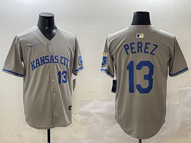 Men Kansas City Royals #13 Perez Grey Game 2025 Nike MLB Jersey style 3162